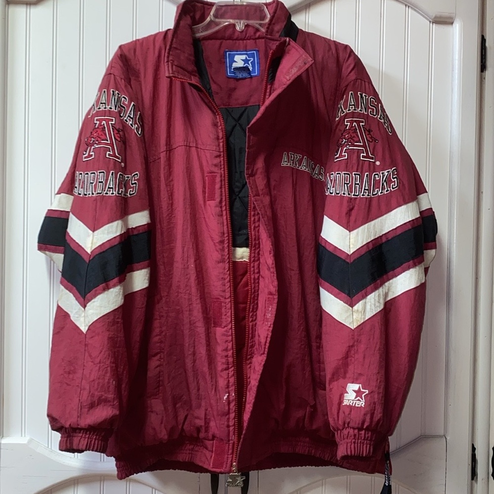 90s Arkansas Razorbacks Jacket Coat XL Vintage Starter - Picture 8 of 8